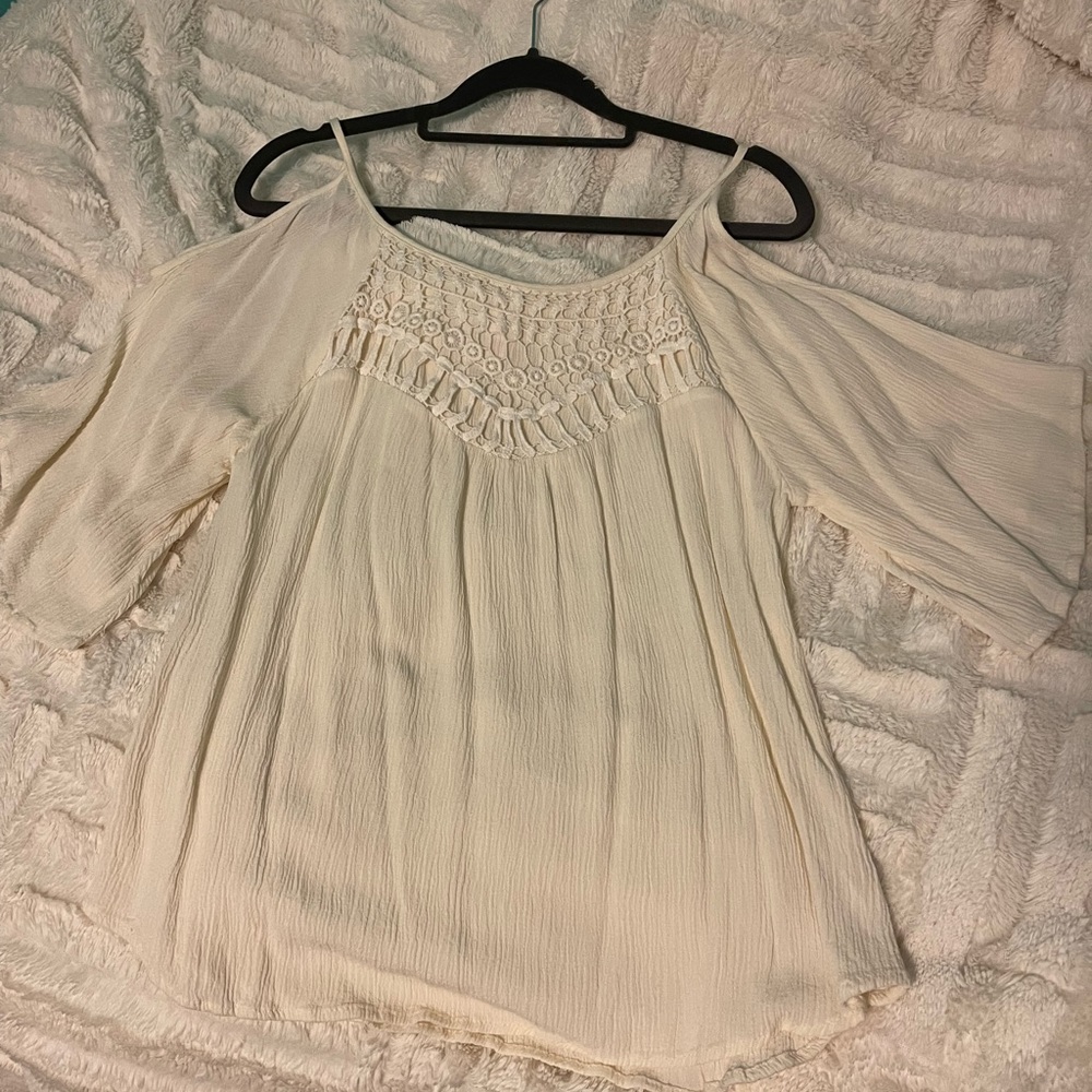cream off the shoulder flowy top